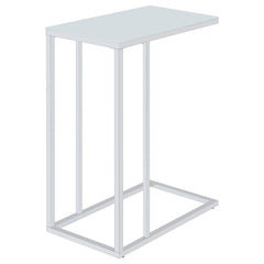 Stella White Glass Top C-Shaped Sofa Side Table Chrome - What&