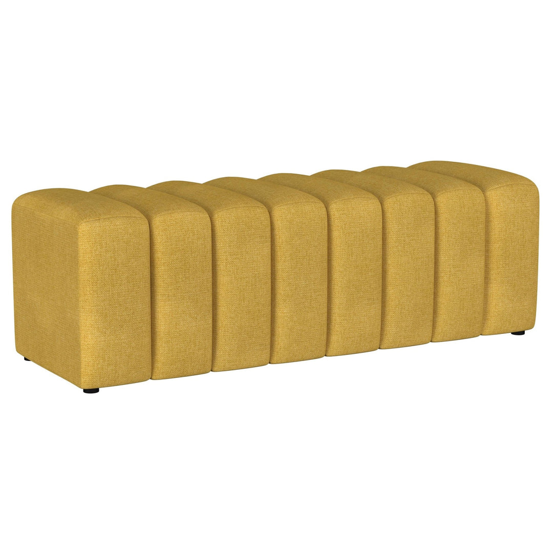 Summer Fabric Upholstered Tufted Accent Bench Mustard Yellow - What's New Furniture Portland