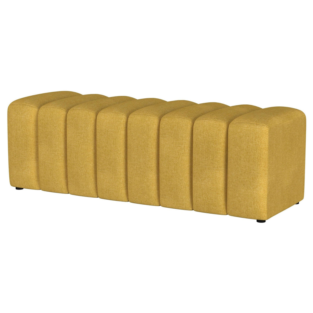 Summer Fabric Upholstered Tufted Accent Bench Mustard Yellow - What&