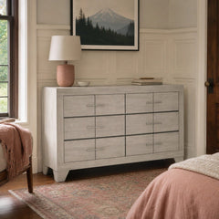 Trenton 6 Drawer Bedroom Dresser Rustic Cream styled in Portland Laurelhurst Tudor cottage living room - What&