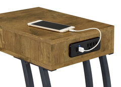 Troy 1-drawer C-Shaped Side Table Power Outlet Rustic Nutmeg - What&