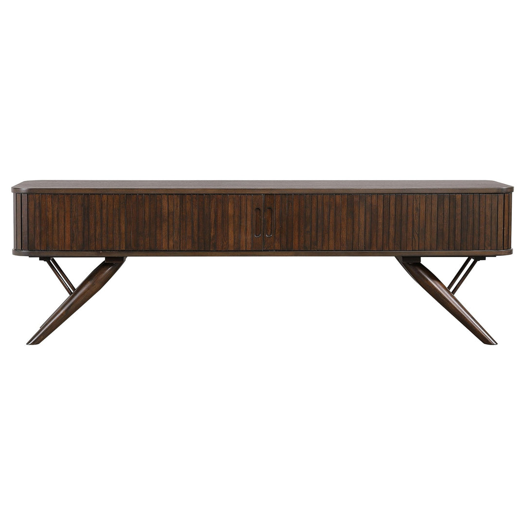Valna Wood 71-inch TV Stand with Sliding Doors Walnut - What&