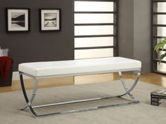 Walton Leatherette Upholstered Tufted Accent Bench White - What&