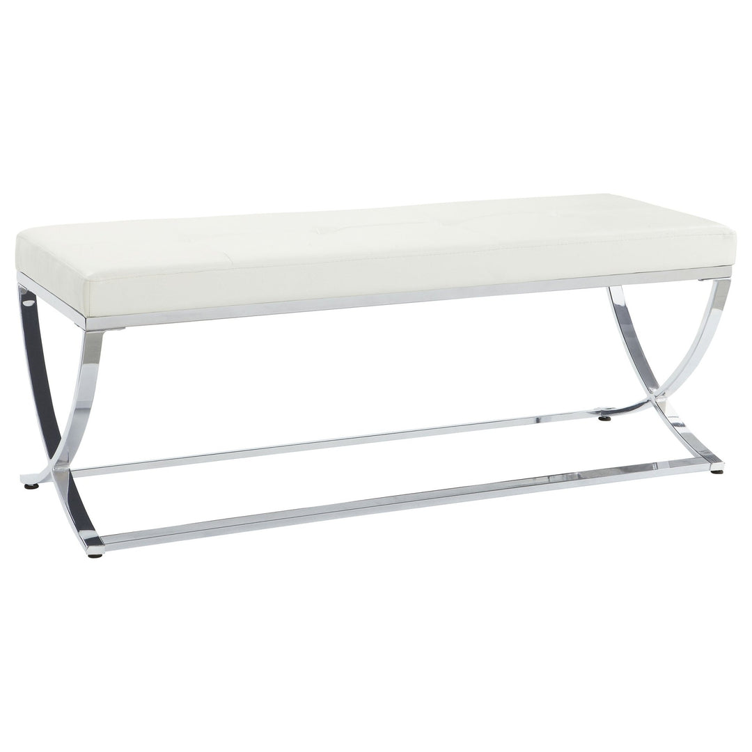 Walton Leatherette Upholstered Tufted Accent Bench White - What's New Furniture Portland