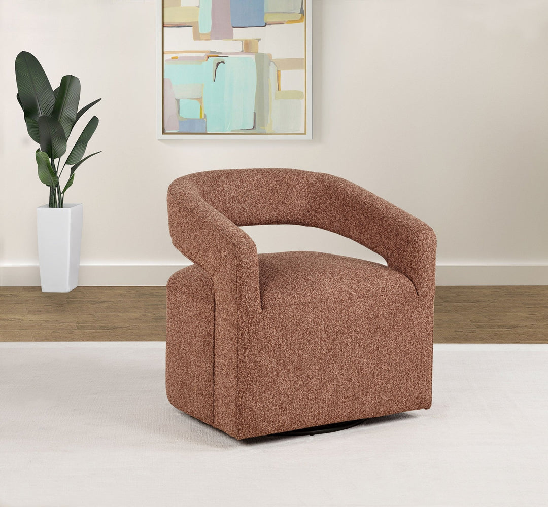 Westhill Boucle Upholstered Swivel Accent Chair Berry - What&