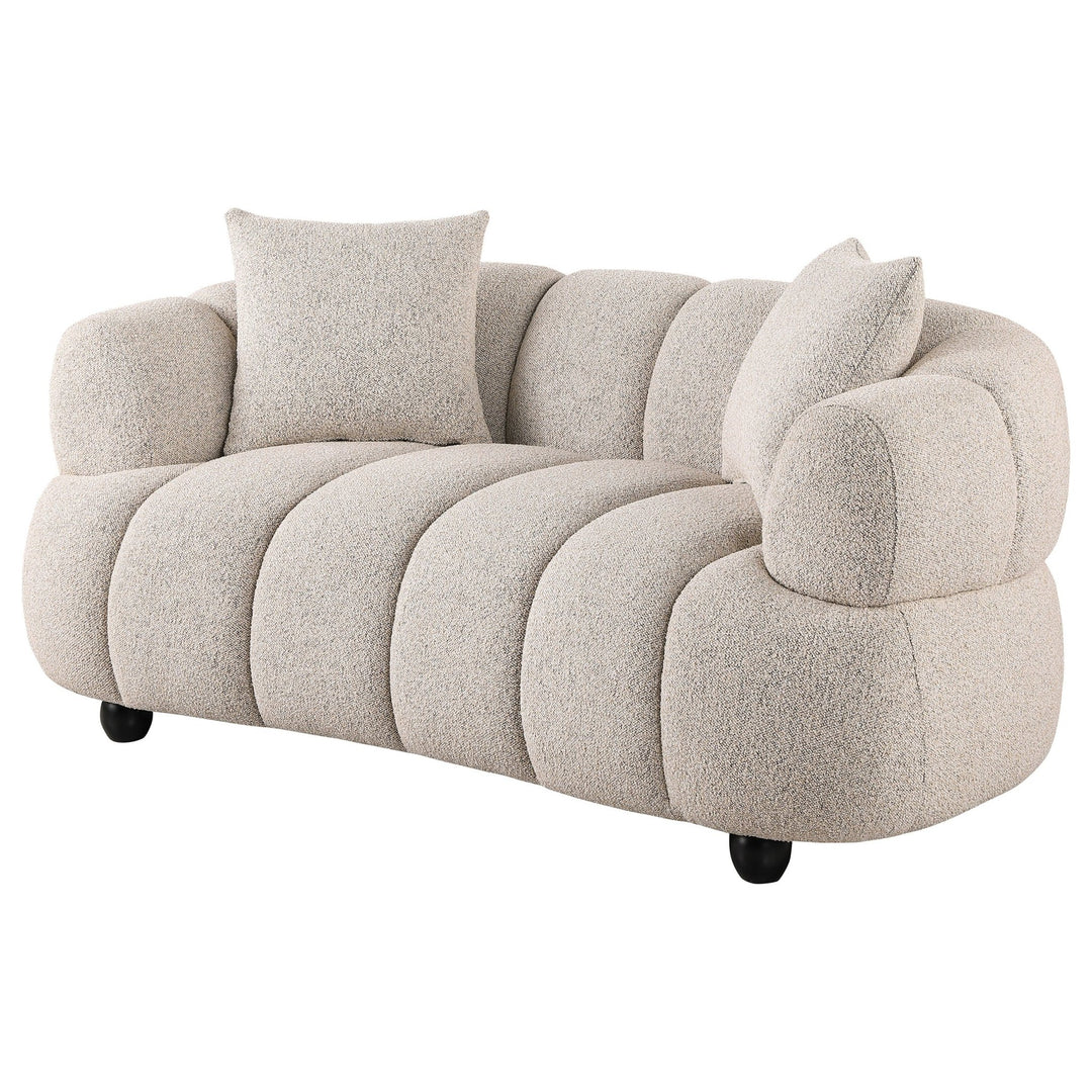 Whitney Contemporary Channel Tufted Woven Fabric Upholstered Loveseat - What&