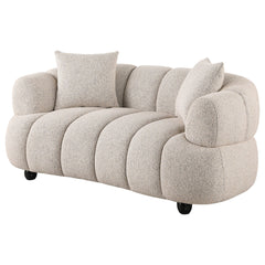 Whitney Contemporary Channel Tufted Woven Fabric Upholstered Loveseat - What&