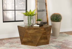 Zalika Hexagonal Solid Mango Wood Coffee Table in natural mango wood, view 2