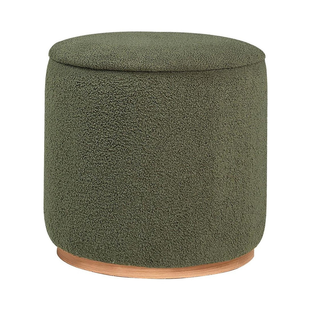 Zena Faux Sheepskin Ottoman in Green - round faux sheepskin ottoman by Coaster - Whats New Furniture Portland OR