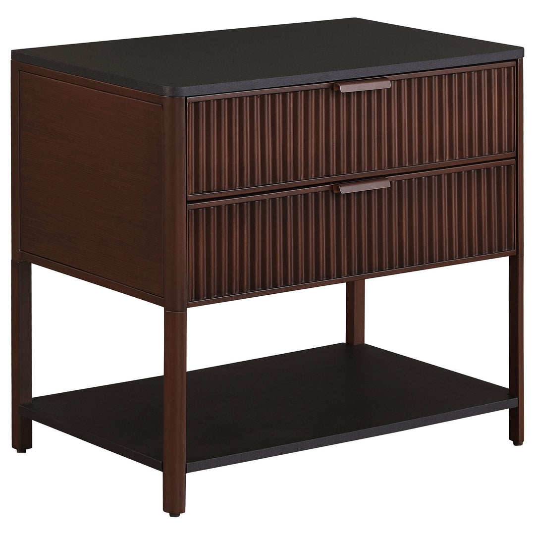 Zimmerlee 2-drawer Side Table with Shelf Rust Brown - What's New Furniture Portland