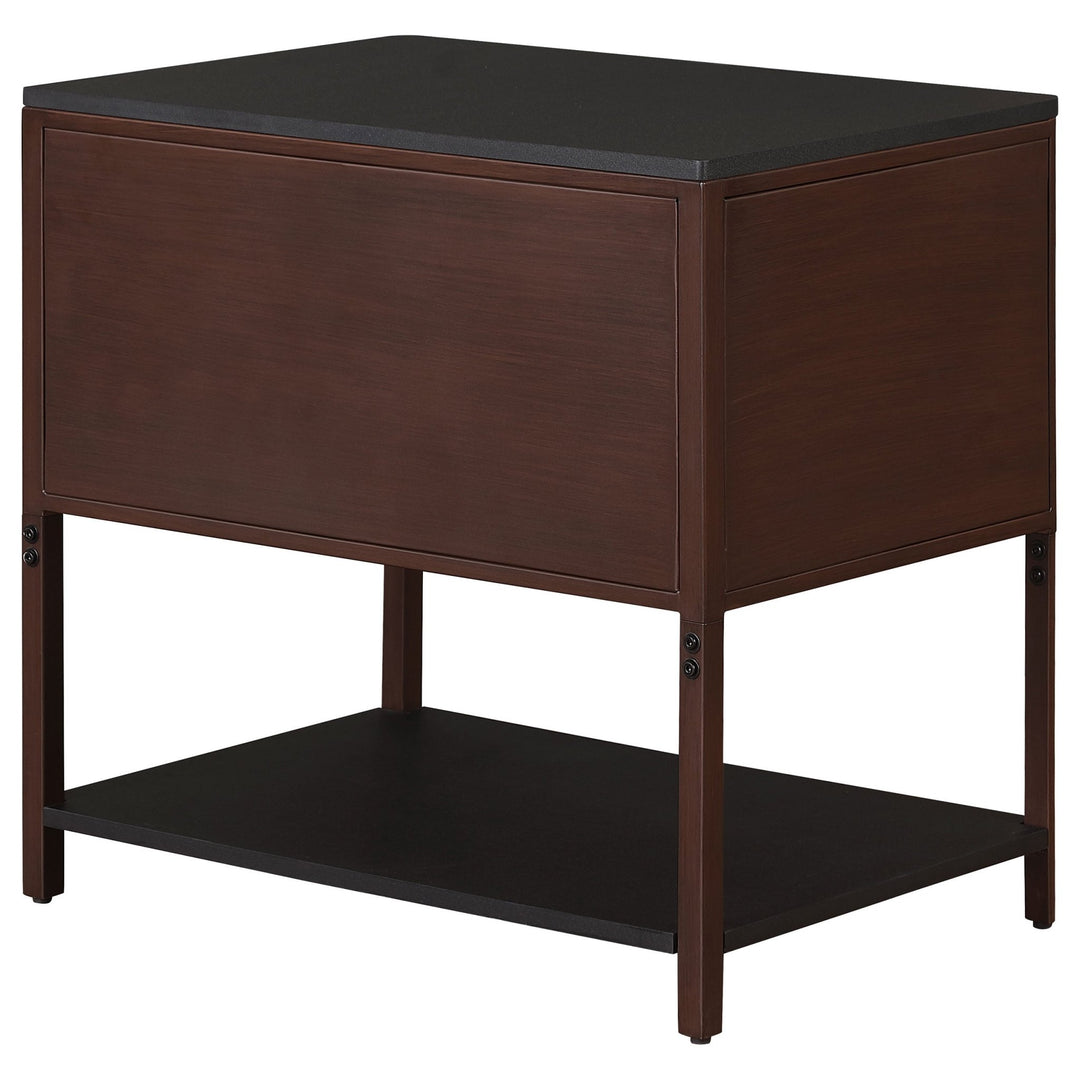 Zimmerlee 2-drawer Side Table with Shelf Rust Brown - What&