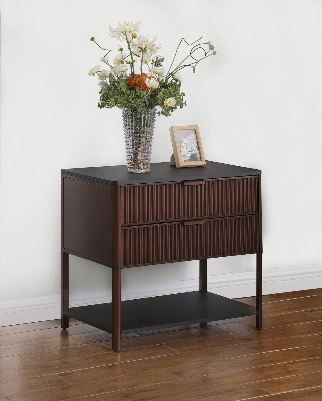 Zimmerlee 2-drawer Side Table with Shelf Rust Brown - What&
