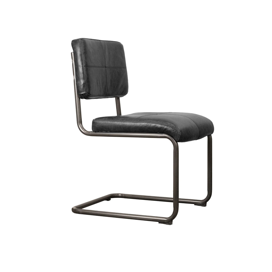Cobain Dining Chair in Black Leather side angle - leather dining chair by LH Imports - Whats New Furniture Portland OR