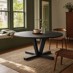 Cobain Dining Table in Flint Black 72" styled in Portland Sellwood cottage dining room - Whats New Furniture