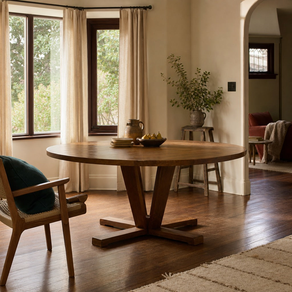 Cobain Dining Table in Reclaimed Mango 72" styled in Portland Laurelhurst Tudor cottage dining room - Whats New Furniture