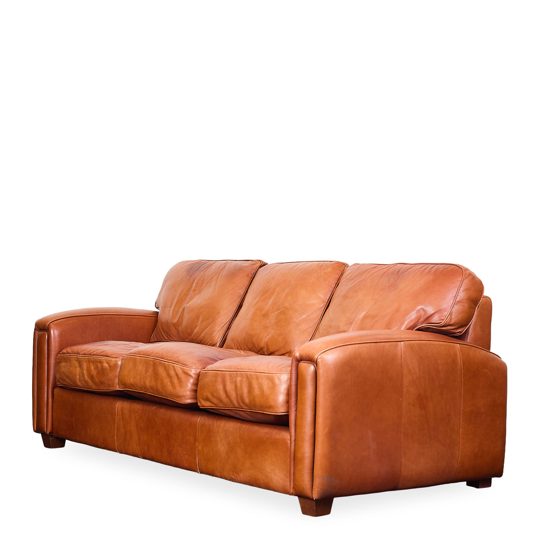 Cognac Leather Sofa detail view - Whats New Furniture - Portland, Oregon