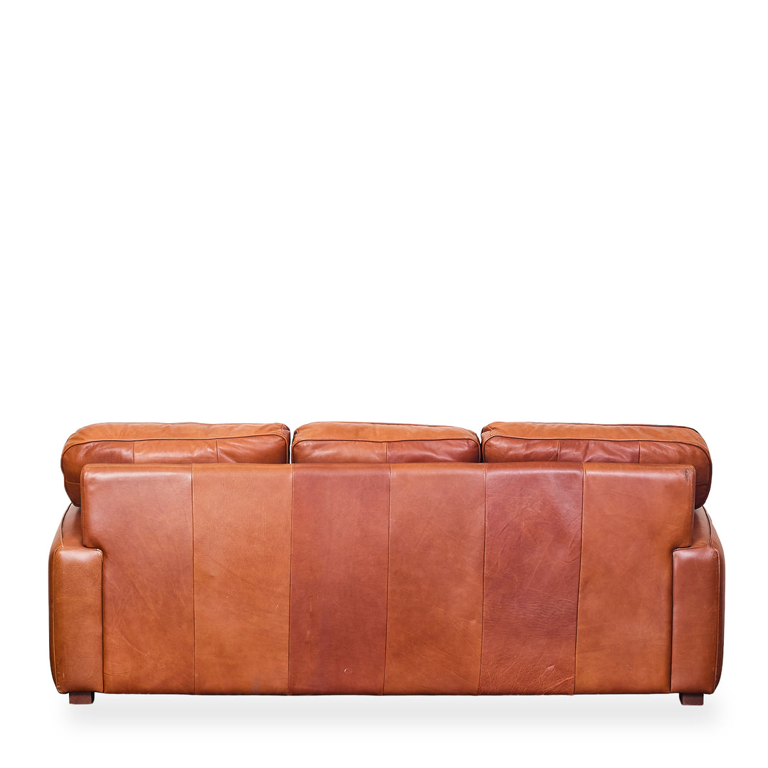 Cognac Leather Sofa detail view 3 - Whats New Furniture - Portland, Oregon