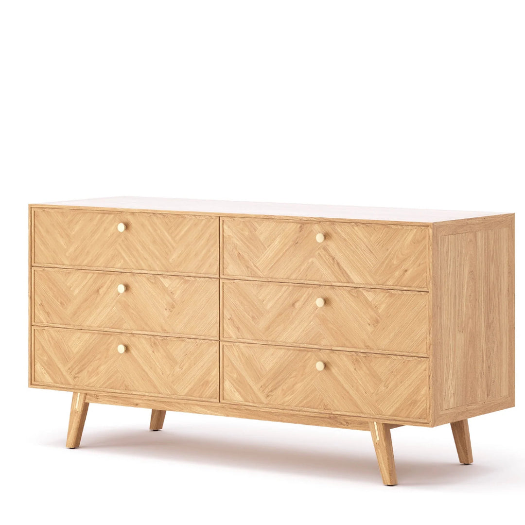 Colton 6 Drawer Dresser in Natural Brass side angle - six drawer dresser by LH Imports - Whats New Furniture Portland OR