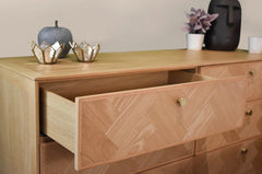 Colton 6 Drawer Dresser in Natural Brass drawer detail - six drawer dresser by LH Imports - Whats New Furniture Portland OR