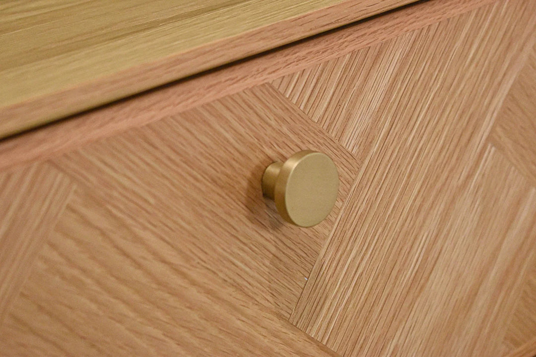 Colton 6 Drawer Dresser in Natural Brass top detail - six drawer dresser by LH Imports - Whats New Furniture Portland OR