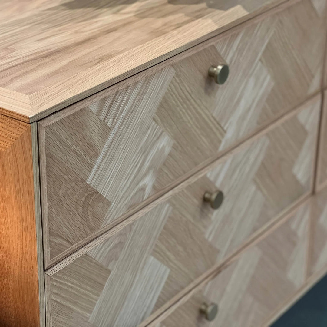Colton 6 Drawer Dresser in Natural Brass wood detail - six drawer dresser by LH Imports - Whats New Furniture Portland OR