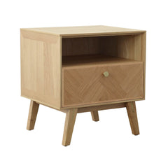 Colton Nightstand in Natural Brass side angle - natural oak nightstand by LH Imports - Whats New Furniture Portland OR