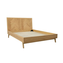 Colton Queen Bed Frame in Natural side angle - queen natural wood bed frame by LH Imports - Whats New Furniture Portland OR
