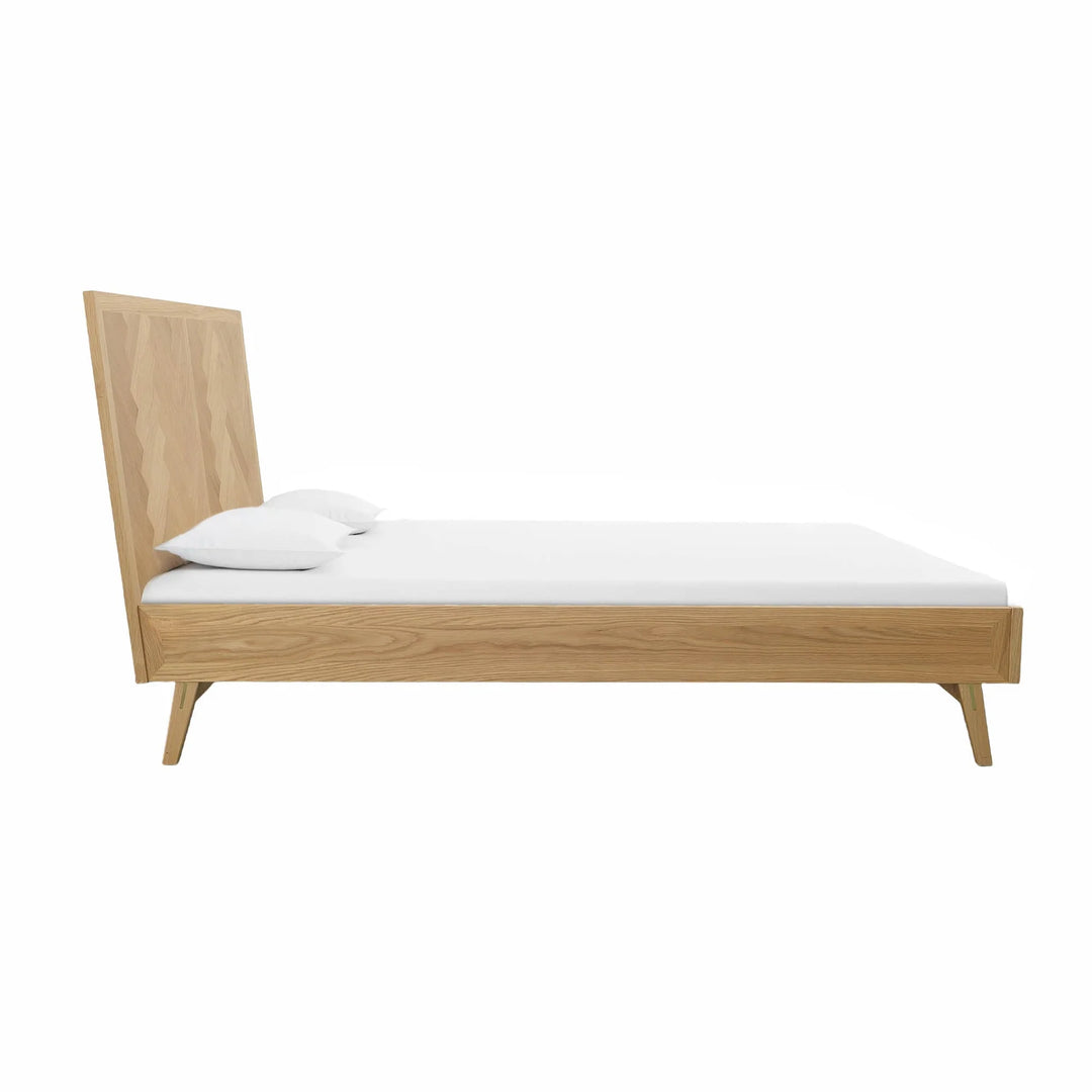 Colton Queen Bed Frame in Natural fabric closeup - queen natural wood bed frame by LH Imports - Whats New Furniture Portland OR