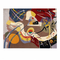 Multicolor bohemian accent rug with a low pile and patterned design