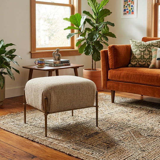 Beige Custom Designer Ottoman - view 5