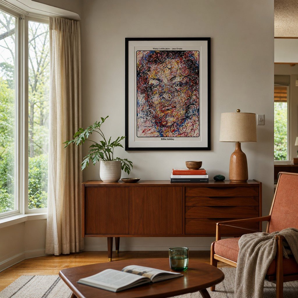 Multicolor abstract framed wall art in portrait orientation with energetic brushstrokes - view 2
