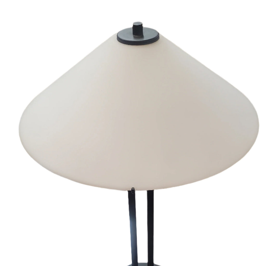 Modern Black Asian-Style Table Lamp with Glass Shade