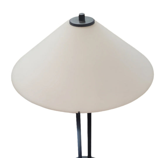 Modern Black Asian-Style Table Lamp with Glass Shade