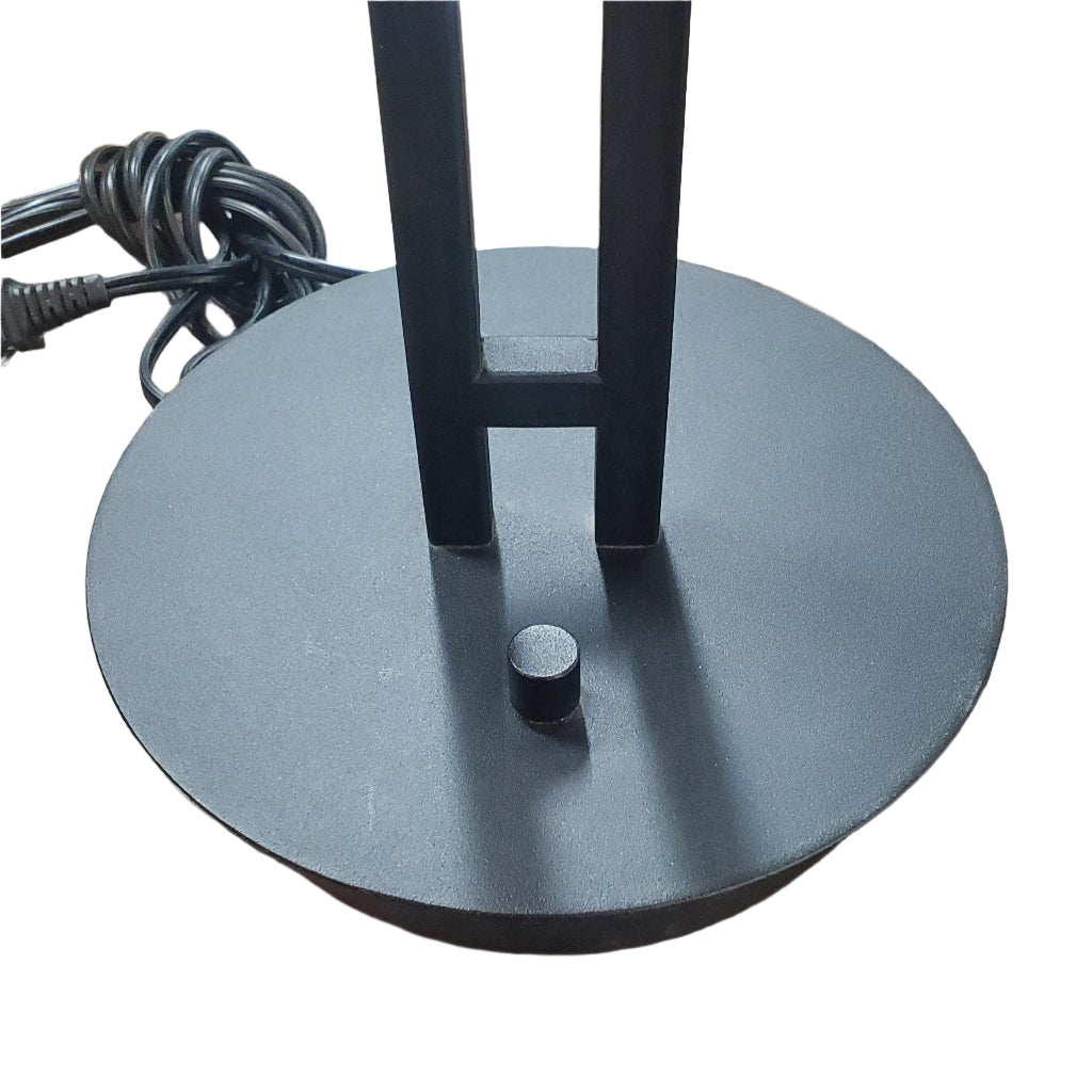 Modern Black Asian-Style Table Lamp with Glass Shade