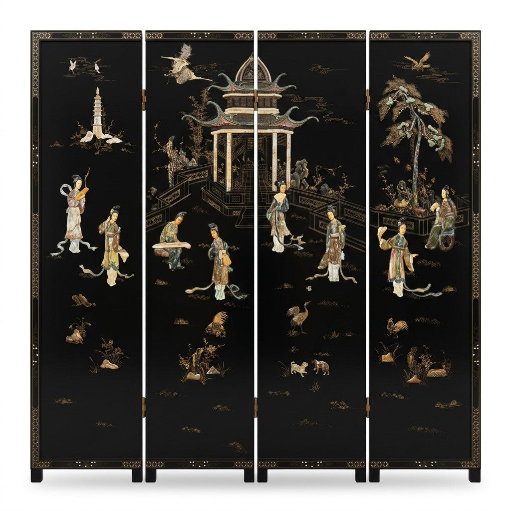 Black Vintage Room Divider - consignment furniture Portland