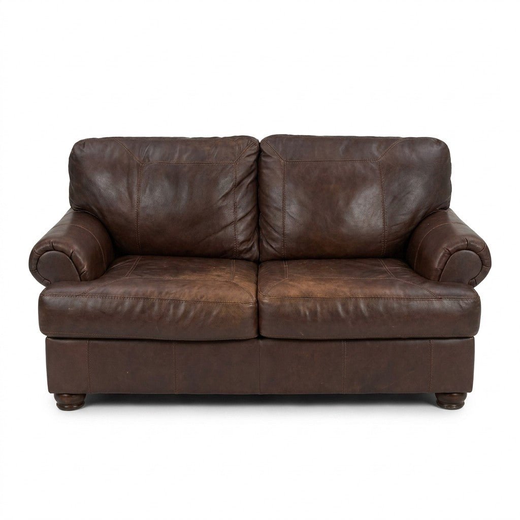 Brown Leather Sofa - consignment furniture Portland