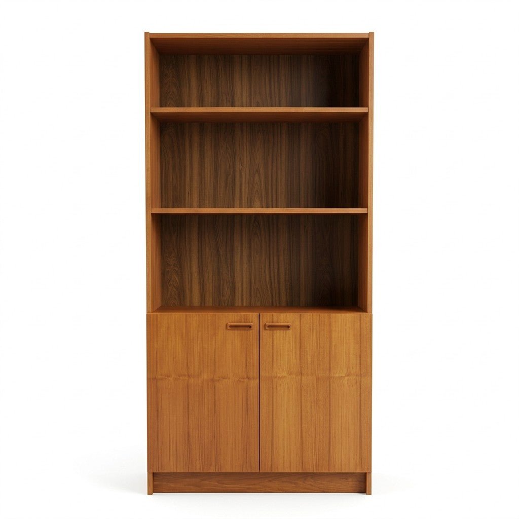 Brown Mid-Century Bookcase w/ Storage - What's New Furniture Portland Oregon