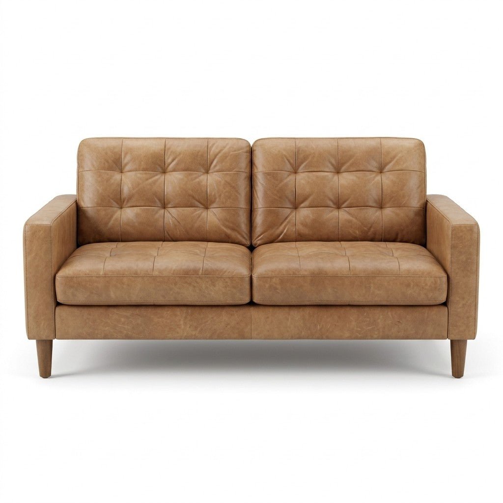 Caramel Leather Sofa - consignment furniture Portland