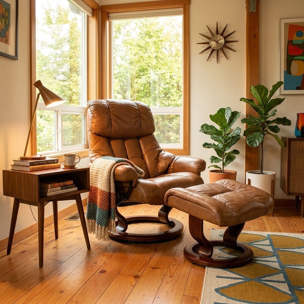 Caramel Mid-Century Recliner - view 5
