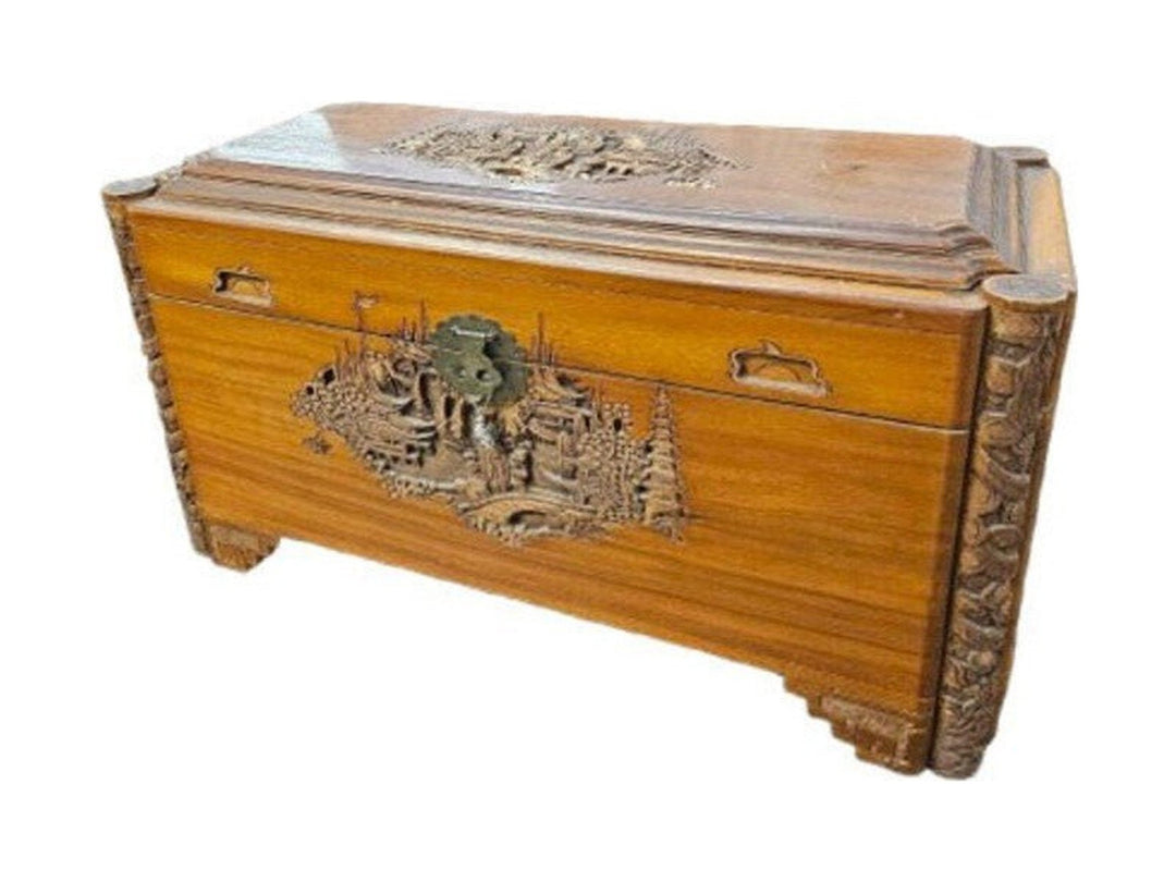 Carved Wood Chest - Whats New Furniture - Portland, Oregon