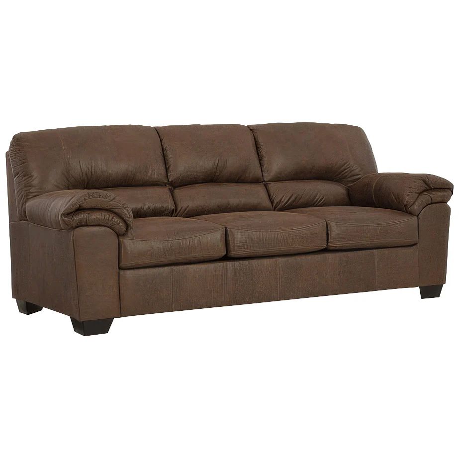 Consigned Brown Faux Leather Sofa - Whats New Furniture - Portland, Oregon