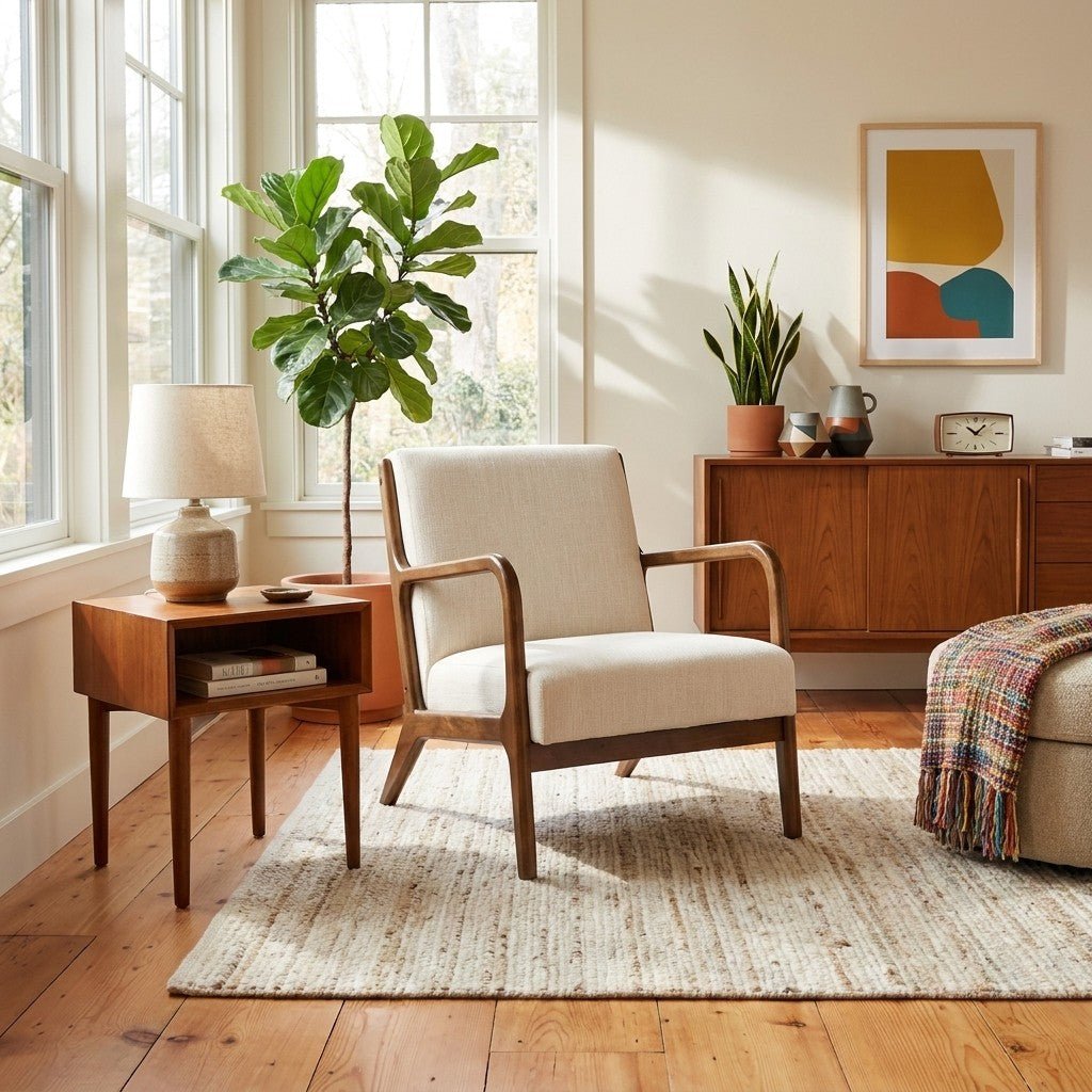 Cream Mid-Century Chair - view 5