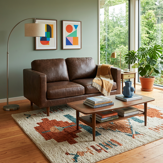 Dark Brown Faux Leather Sofa - view 5