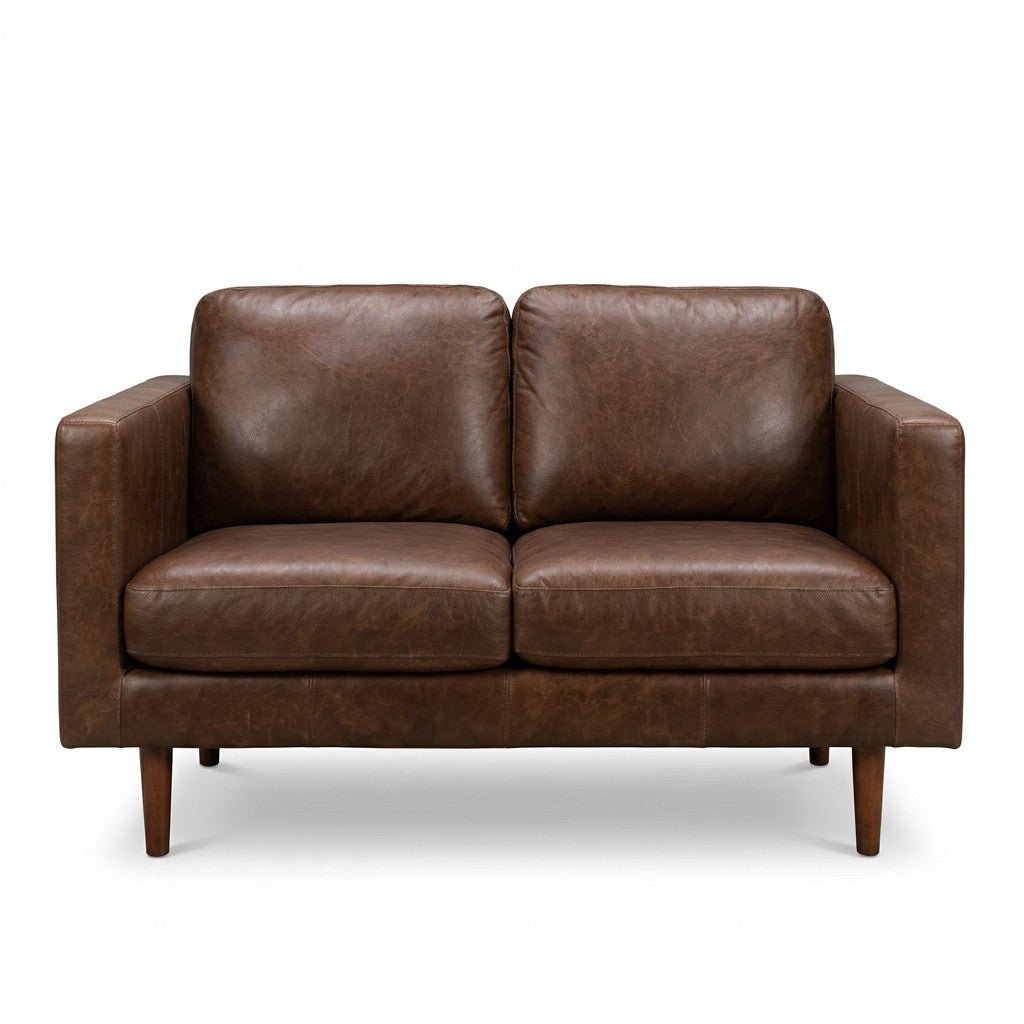 Dark Brown Faux Leather Sofa - consignment furniture Portland