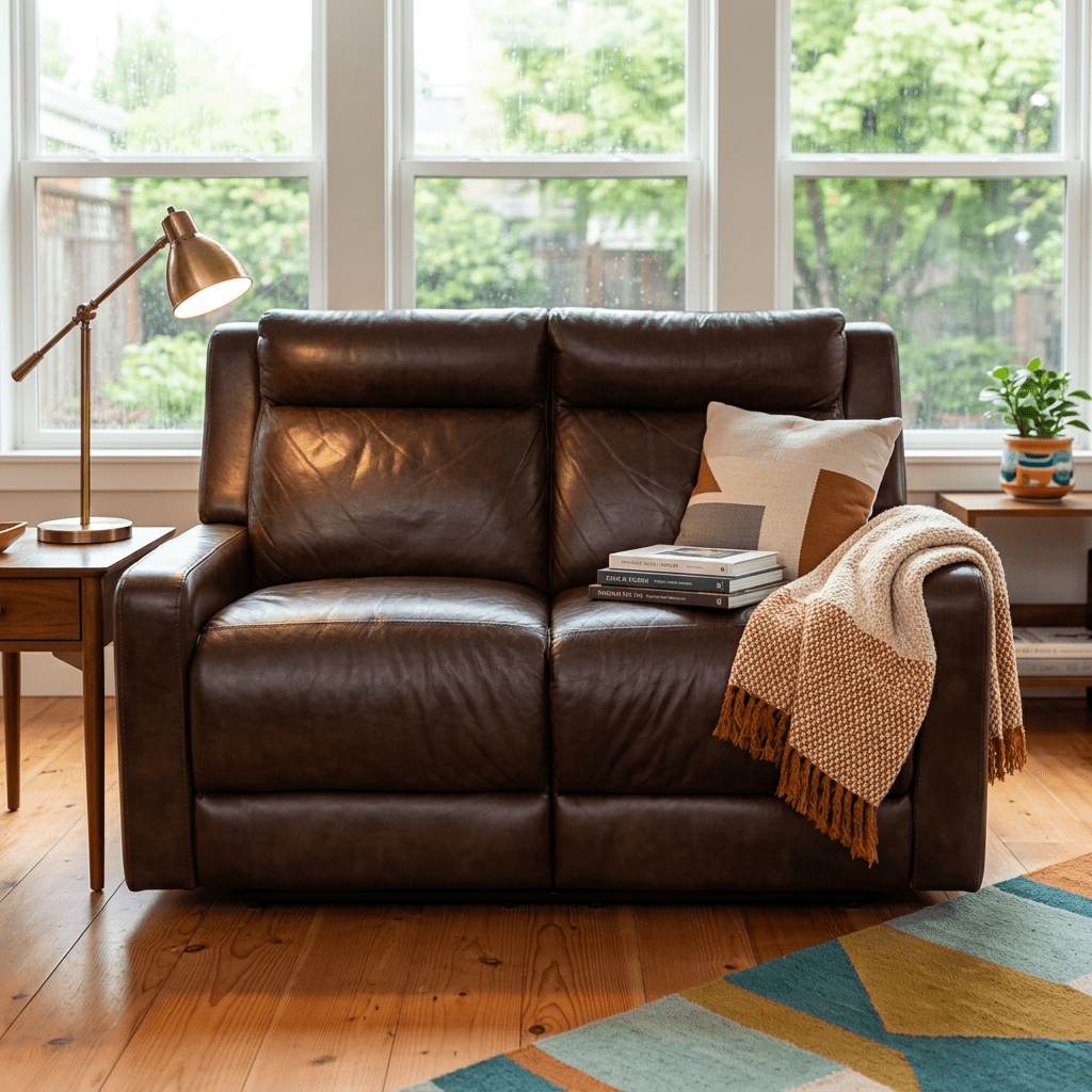 Dark Brown Leather Recliner - view 5