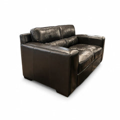 Espresso mid-century sofa with tapered wood legs and clean low lines - view 2