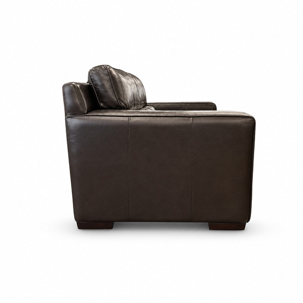Espresso mid-century sofa with tapered wood legs and clean low lines - view 3