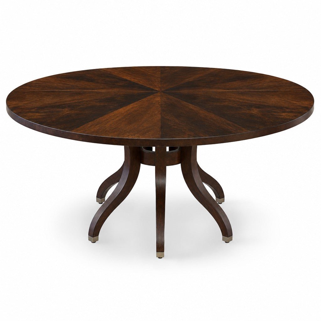 Dark walnut square dining table by Ethan Allen with a 60-inch top