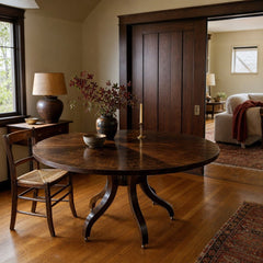 Dark walnut square dining table by Ethan Allen with a 60-inch top - view 2