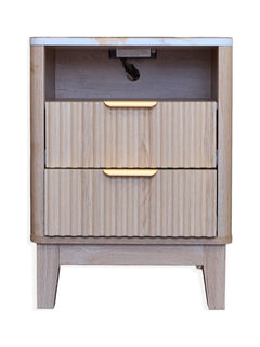 Faux Marble Ribbed Oak Veneer Nightstand - Whats New Furniture - Portland, Oregon